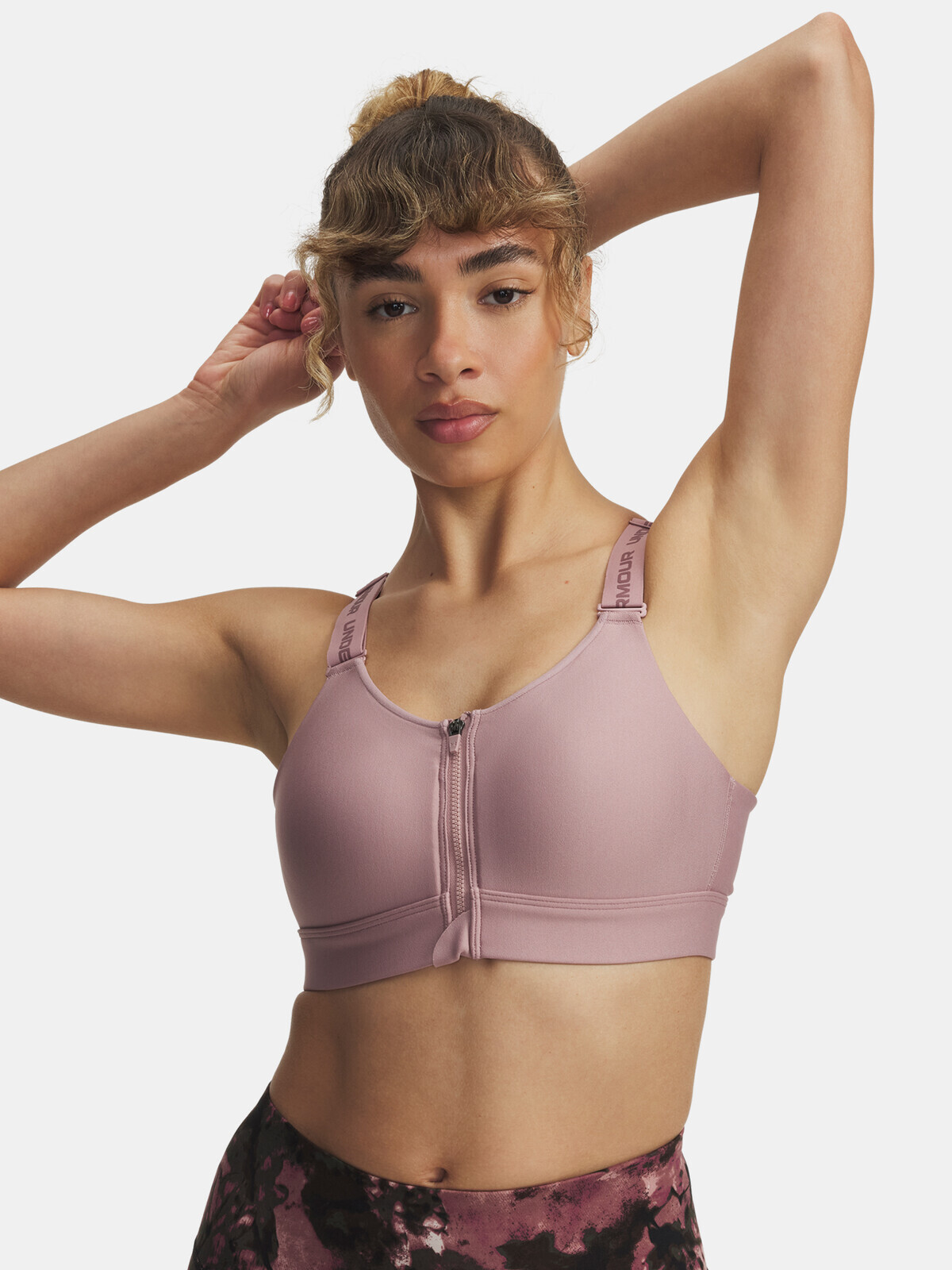 Women's bra Under Armour UA Infinity High Zip 2.0 Bra-PNK - Women's