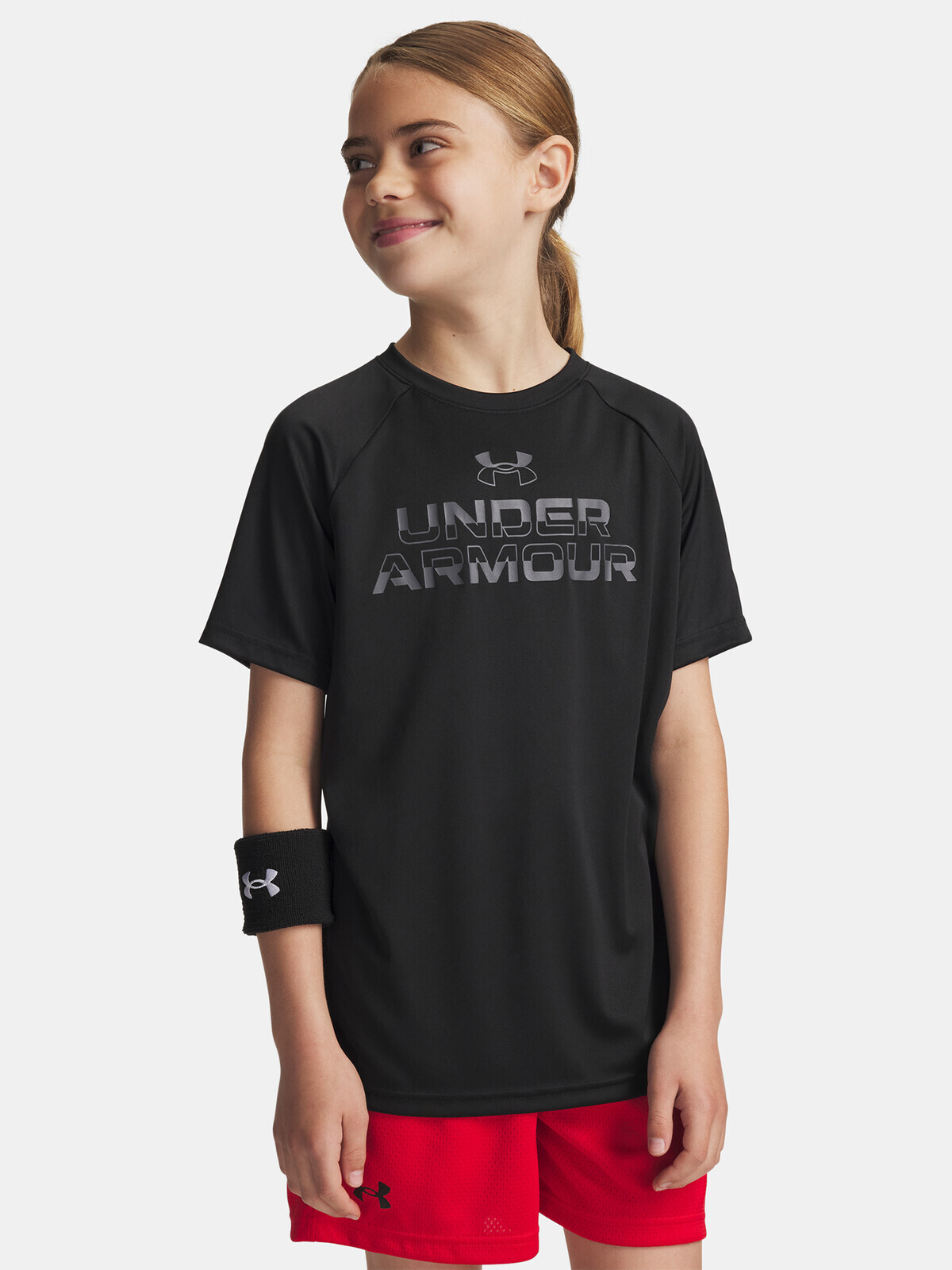 Boys' T-shirt Under Armour UA Tech Split Wordmark SS-BLK - Boys