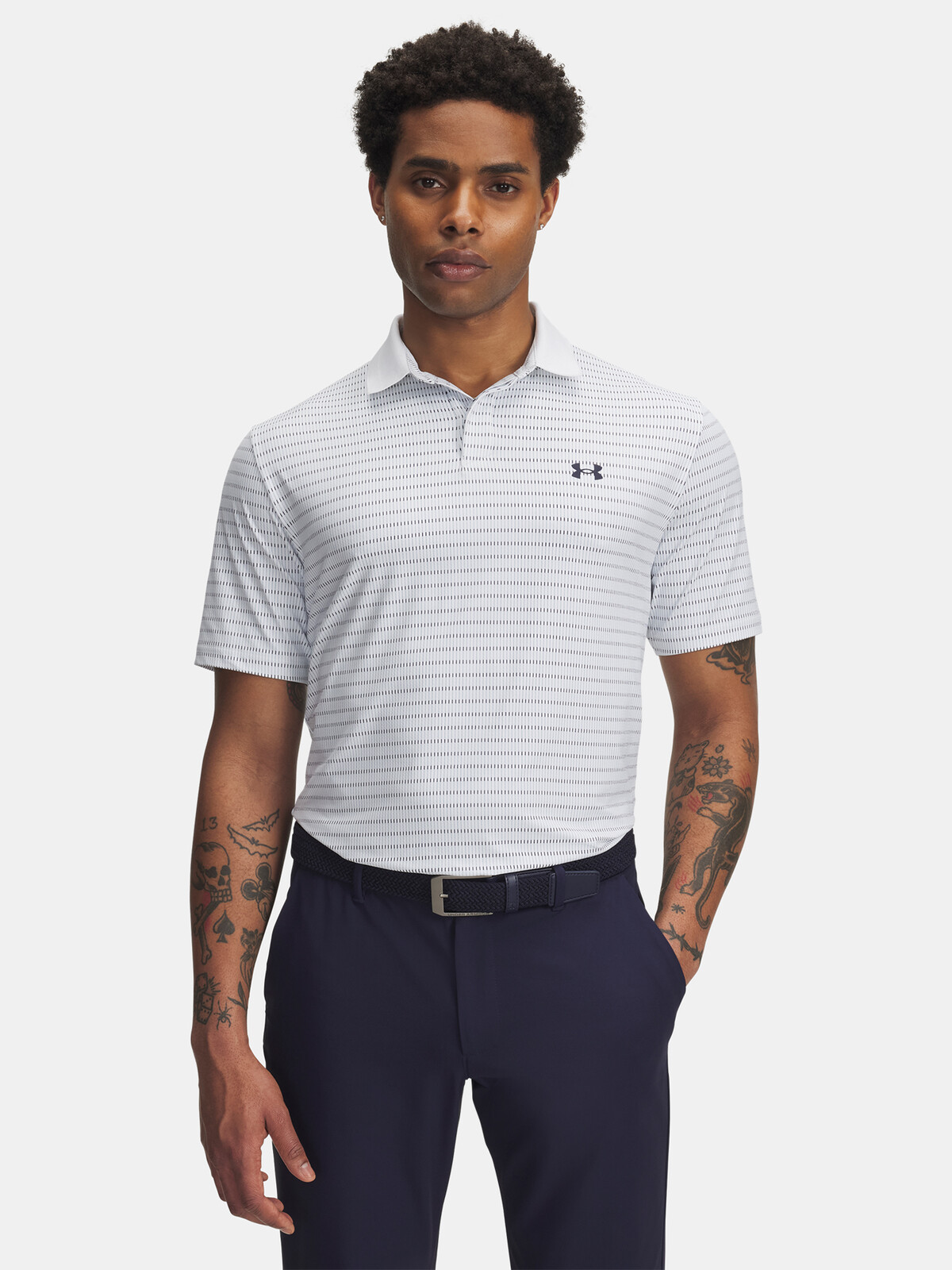 Men's T-shirt Under Armour UA Drive Chill Printed Polo-WHT - Men's