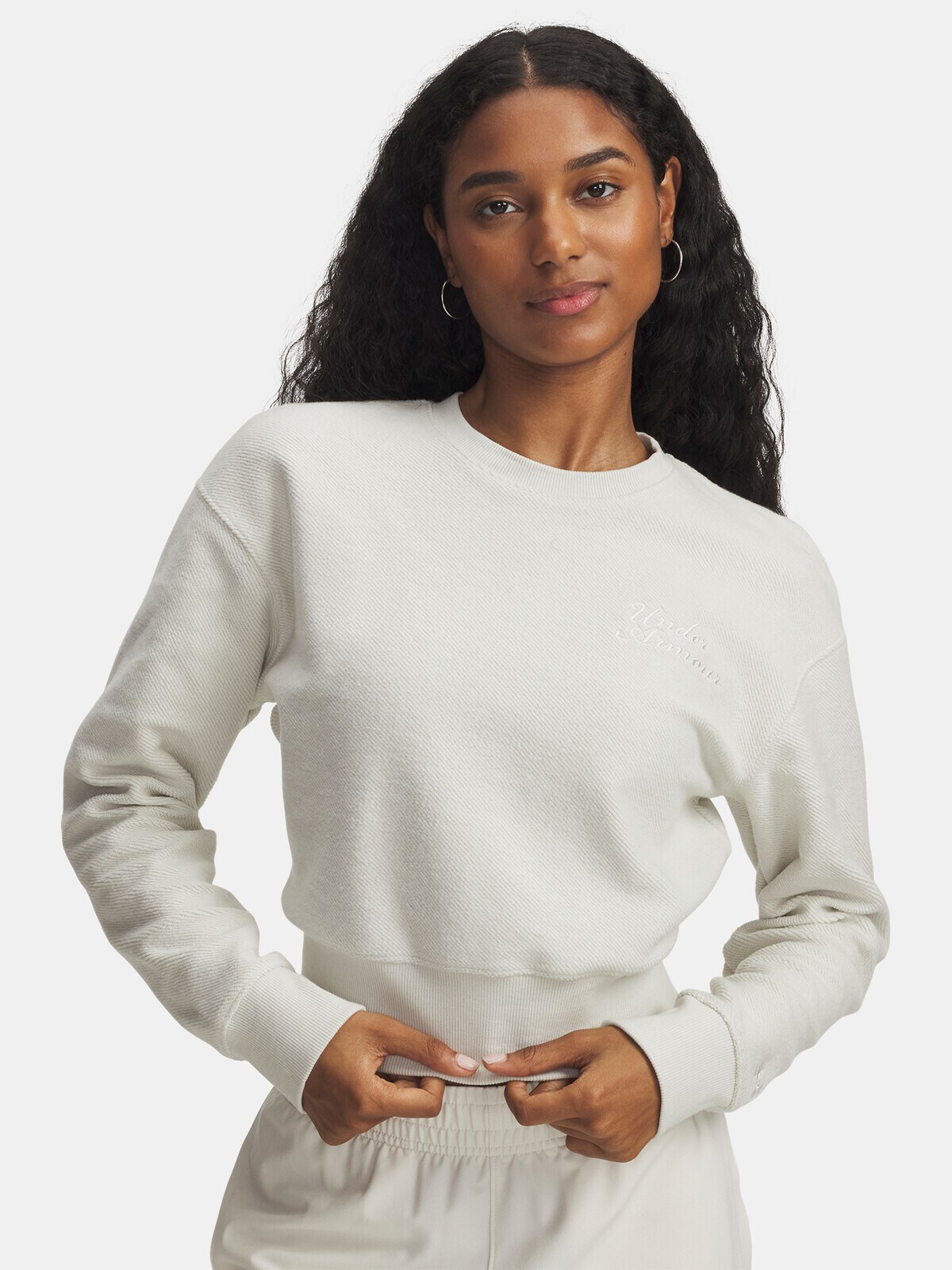 Women's sweatshirt Under Armour Icon Terry Varsity Crew-WHT - Women's