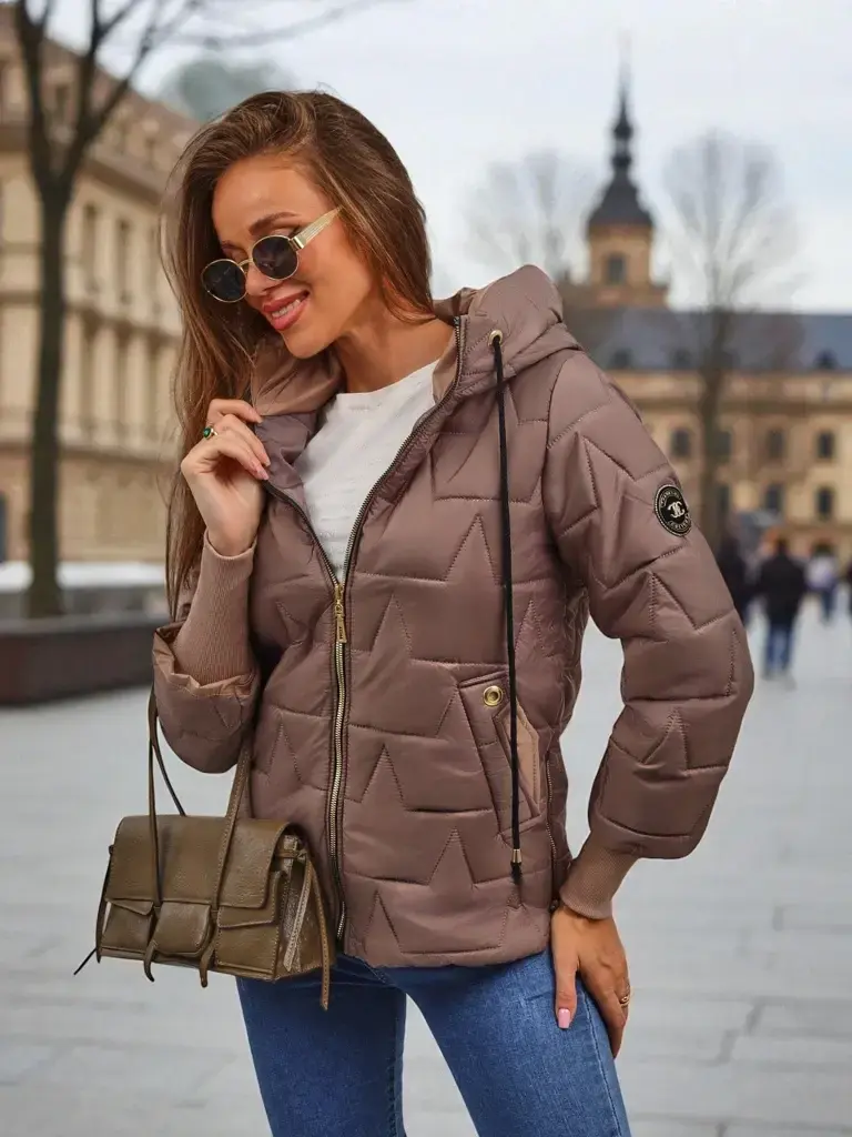 Resti Women's Quilted Jacket with Hood and Cuffs on Sleeves Silent Ridge