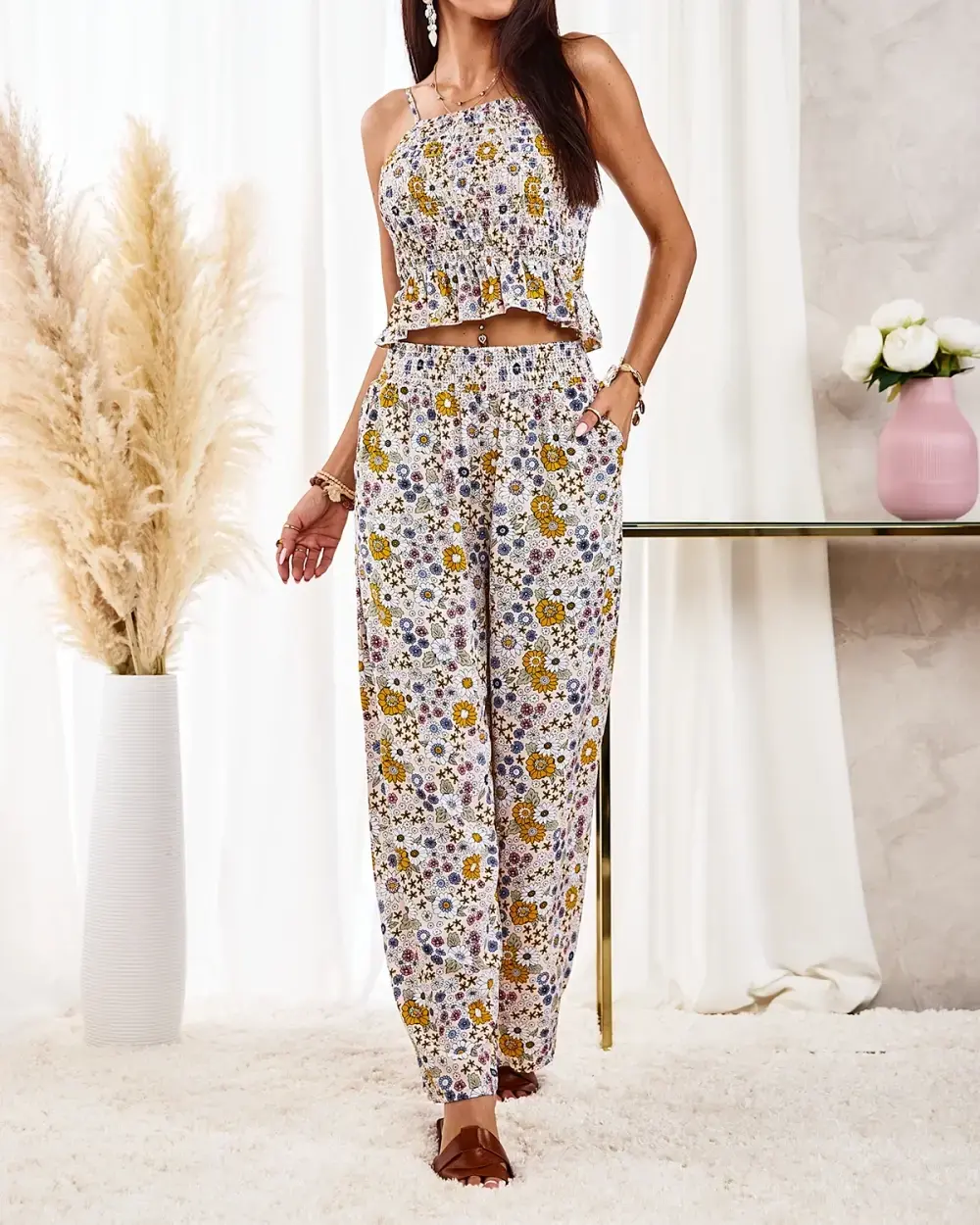 Resti Patterned women's set in beige