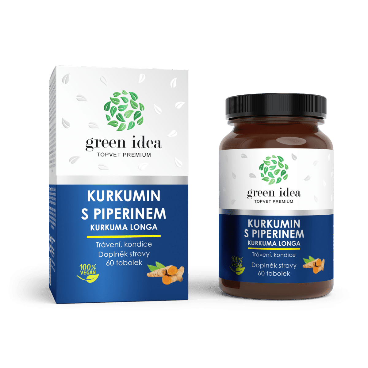 Kurkumín s piperínom bylinný extrakt - kapsule 60 ks - Green idea