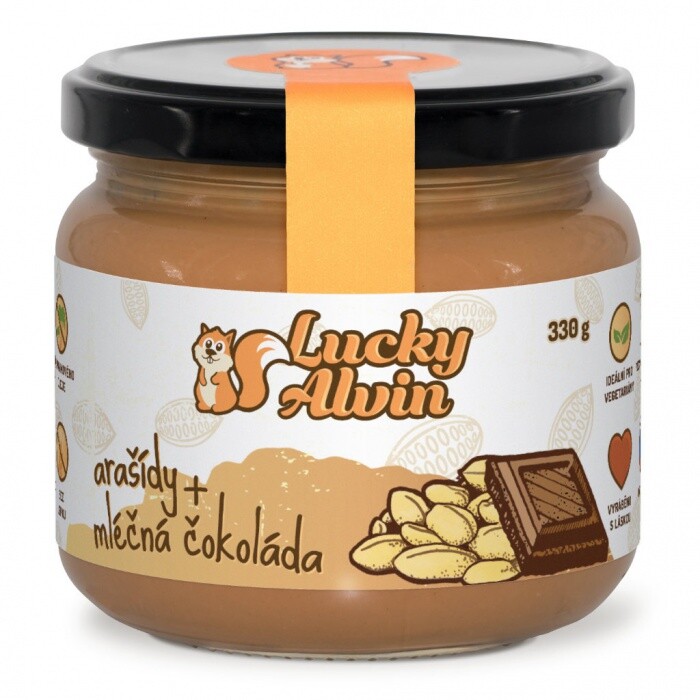 Lucky alvin arašídový krém s čokoládou 330 g - mliečna čokoláda
