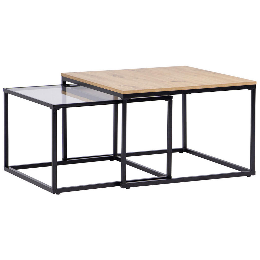 Boxxx KONFERENČNÝ STOLÍK, farba duba, čierna, kov, sklo, kompozitné drevo, 70/60/45/40/70/60 cm