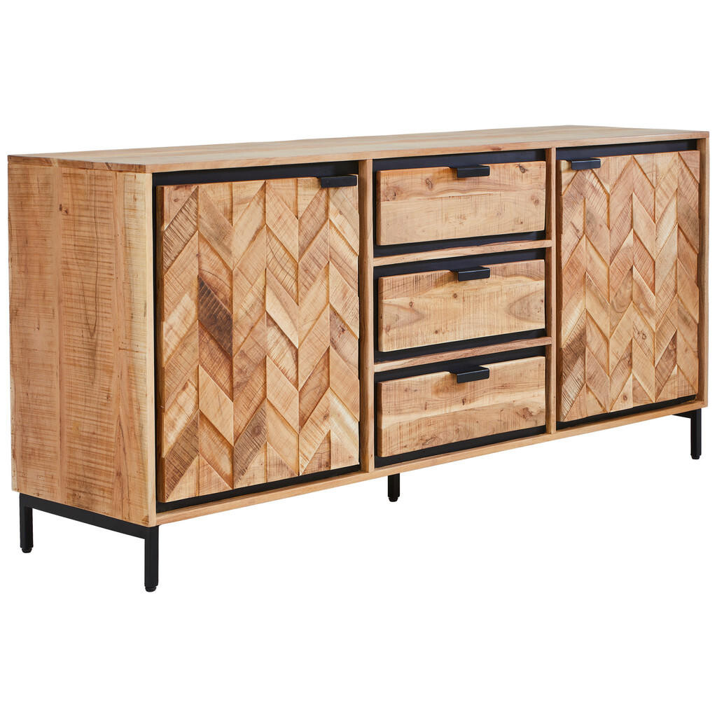 Livetastic ŠIROKÁ KOMODA, akácia, čierna, farba akácie, 175/80/45 cm