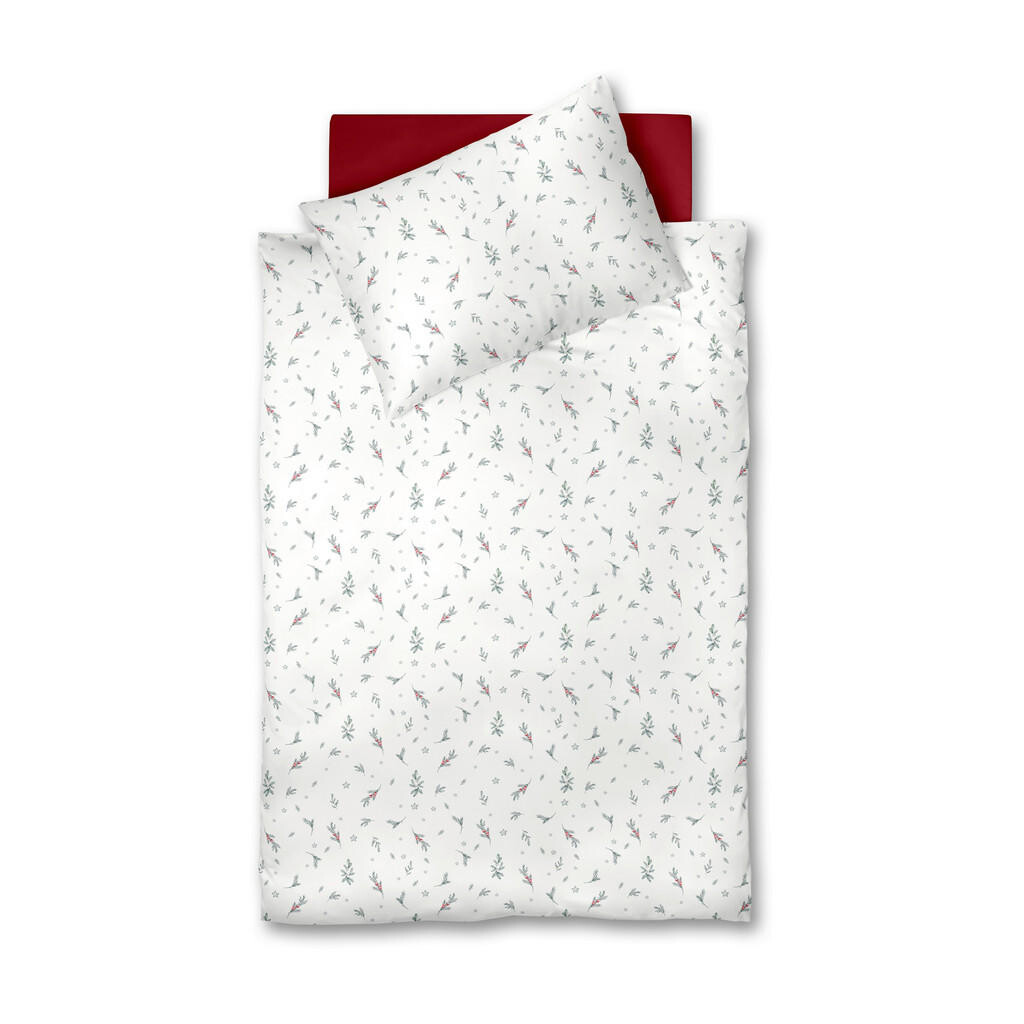 Fleuresse POSTEĽNÁ BIELIZEŇ, flanel, červená, biela, tmavozelená, 140/200 cm