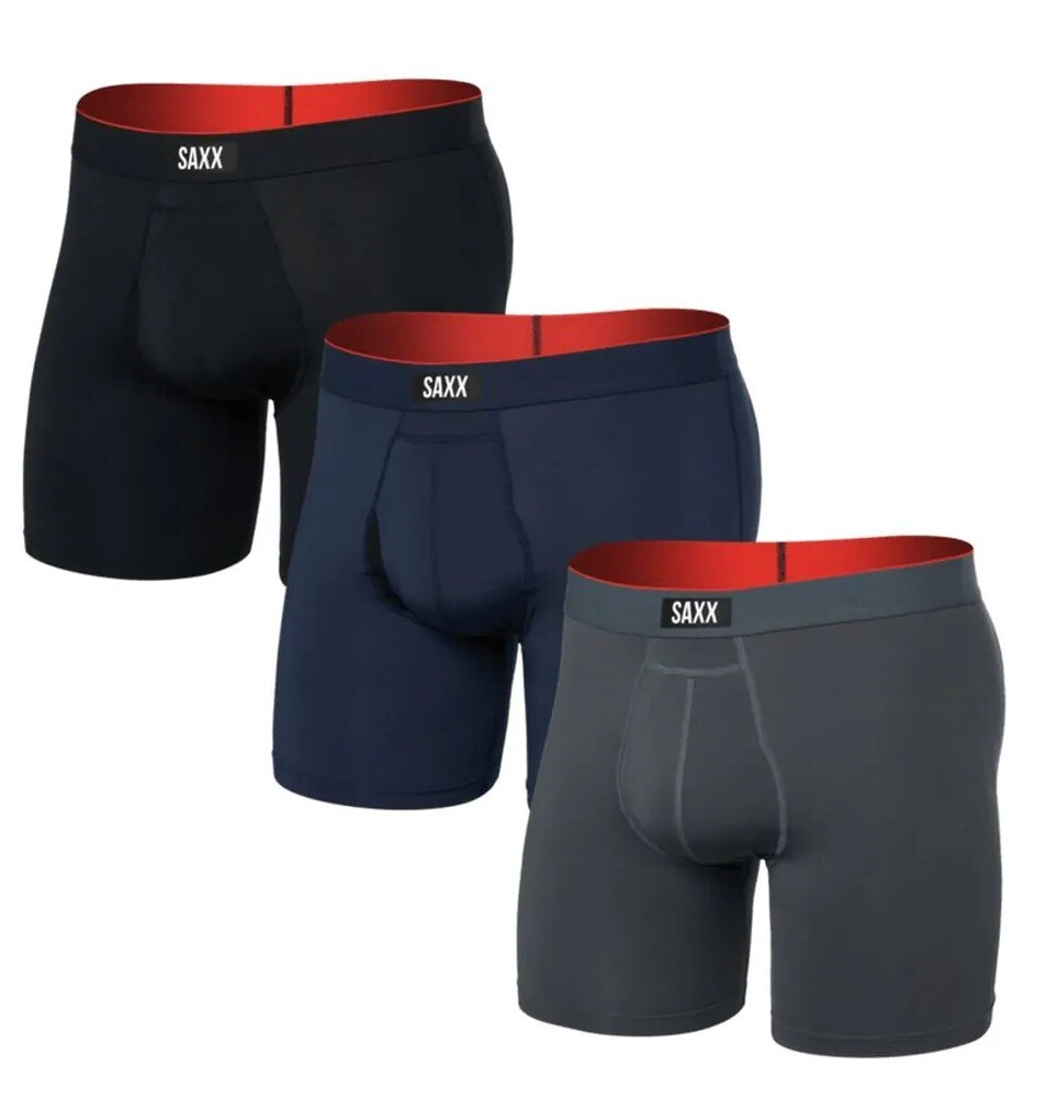 Saxx MULTI-SPORT MESH BOXER BRIEF FLY 3PK turbulencie/navy/black Veľkosť: M