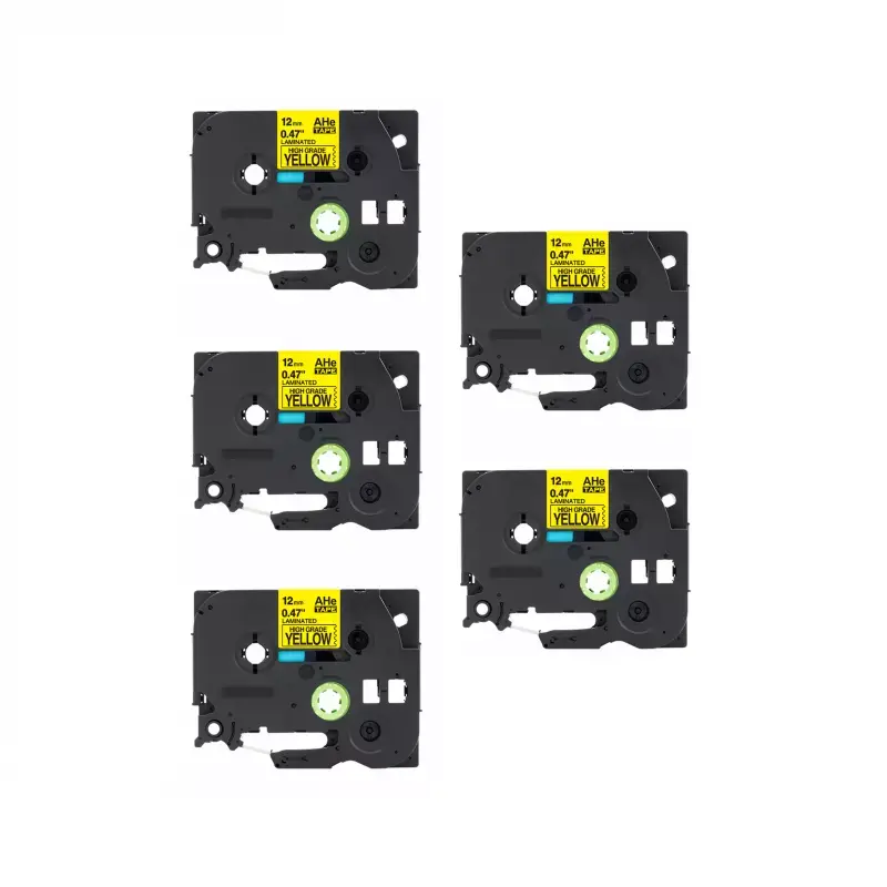 Kompatibilní páska Brother TZ-631 / TZe-631, 12mm x 8m, černý tisk / žlutý podklad 5-PACK