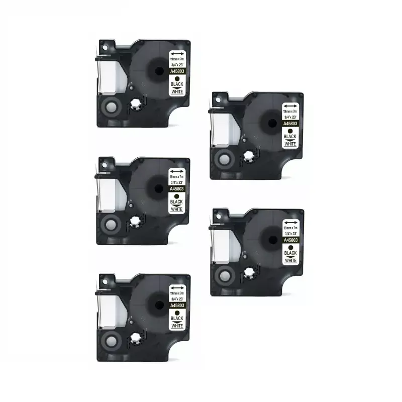 Tonery Náplně Kompatibilní páska s Dymo 45803, S0720830, 19mm x 7m, cerný tisk / bílý podklad 5-PACK