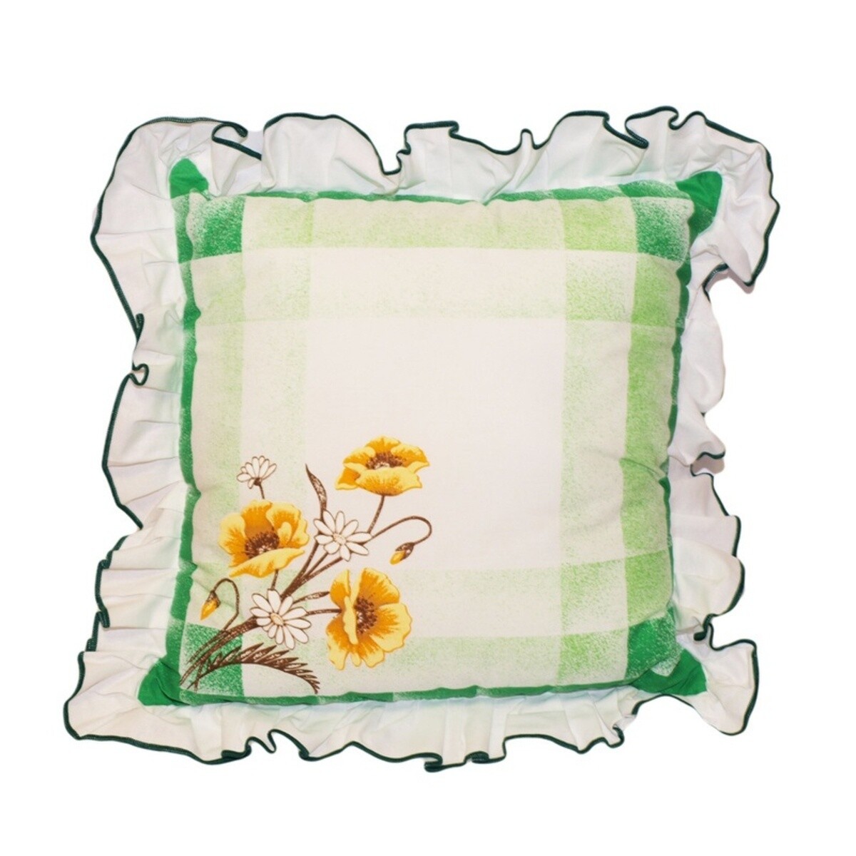 Obliečka na vankúš, Maky s volánom, zelená, 40 x 40 cm