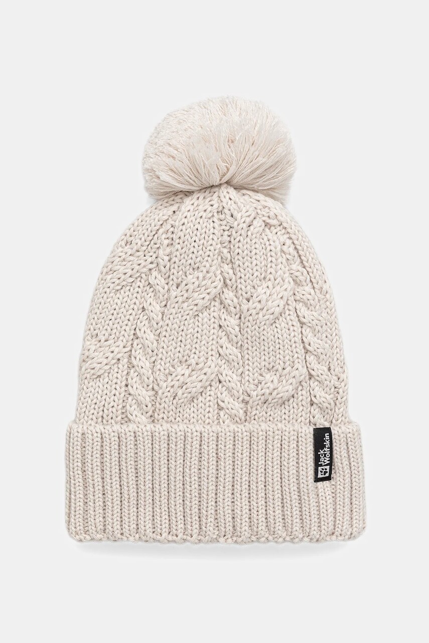 Čiapka Jack Wolfskin Pompom tmavomodrá farba, vlnená, 1905092