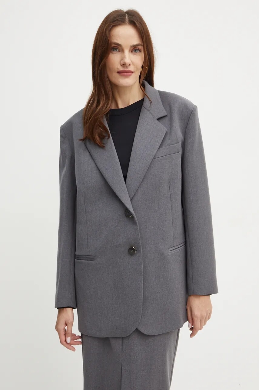 Sako Simona Corsellini šedá farba, jednoradové, jednofarebné, A24CPGI015