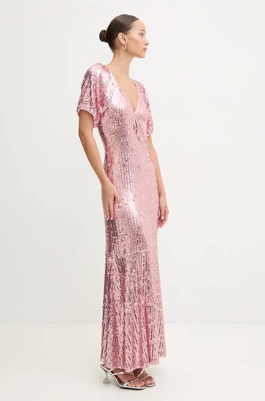 Šaty Rotate ružová farba, maxi, rovný strih, 1131512307