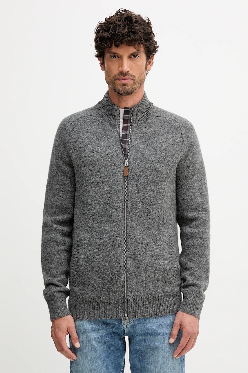 Vlnený sveter Barbour čierna farba, MKN1590