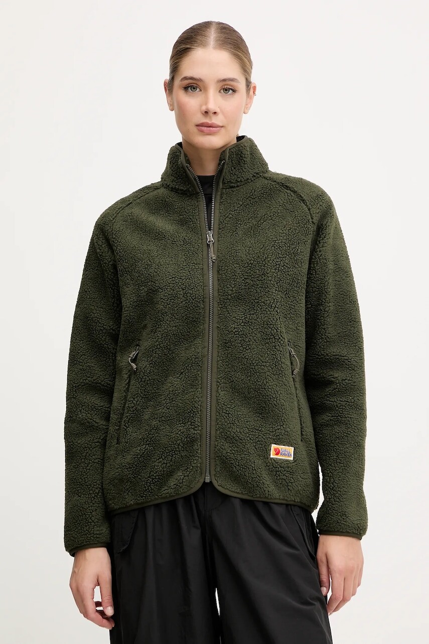 Fleecová mikina Fjallraven Vardag Pile Fleece W zelená farba, jednofarebná, F84789.662