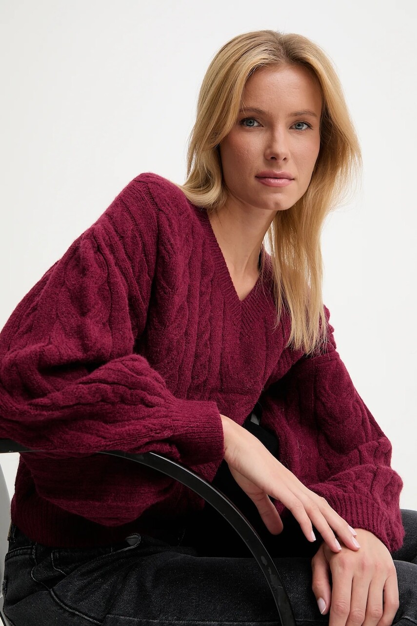 Vlnený sveter Answear.LAB bordová farba, teplé