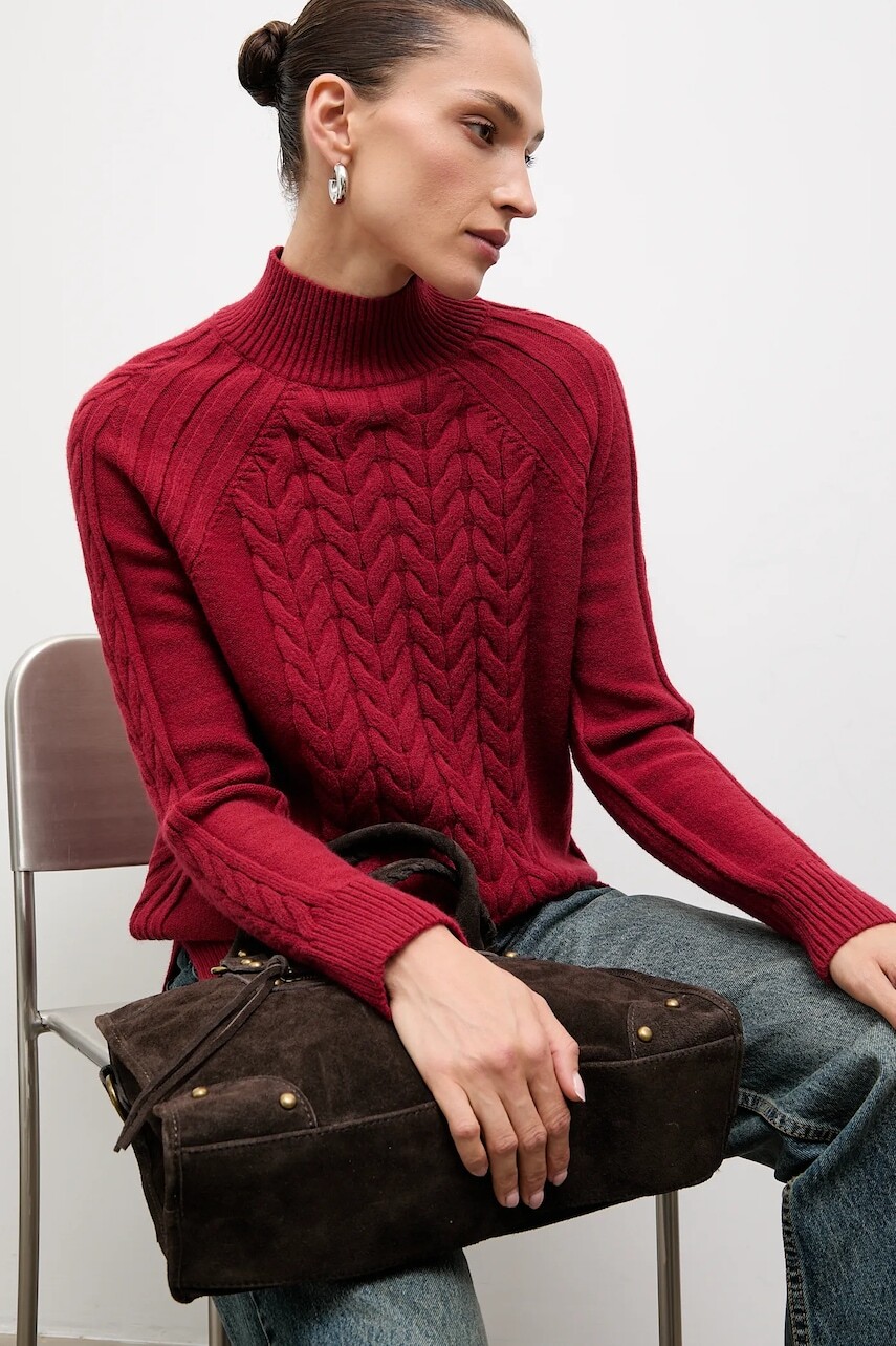 Kašmírový sveter Answear.LAB červená farba, s polorolákom