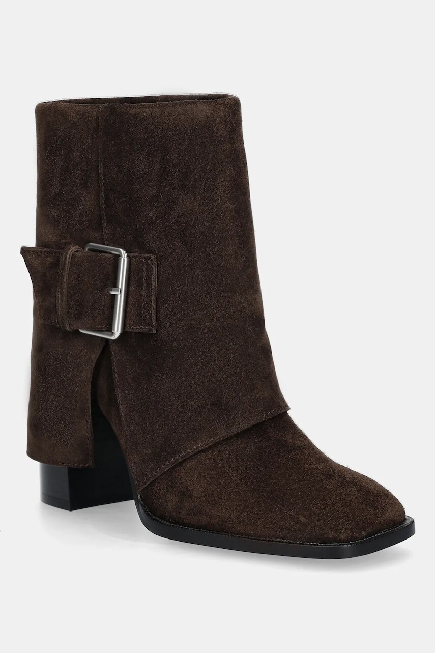 Semišové topánky Answear.LAB hnedá farba, na podpätku, jemne zateplené