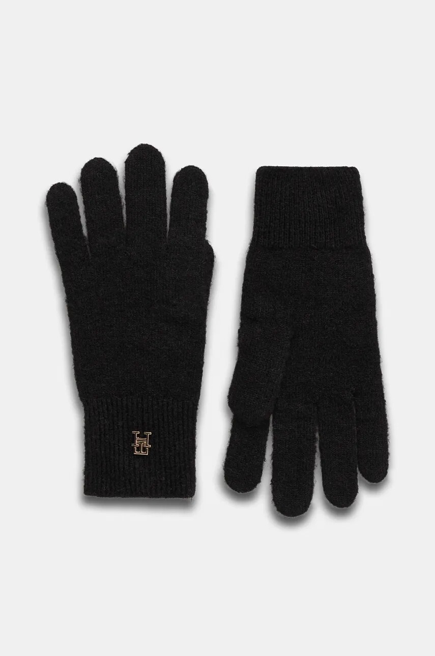 Rukavice s prímesou vlny Tommy Hilfiger čierna farba, AW0AW17798
