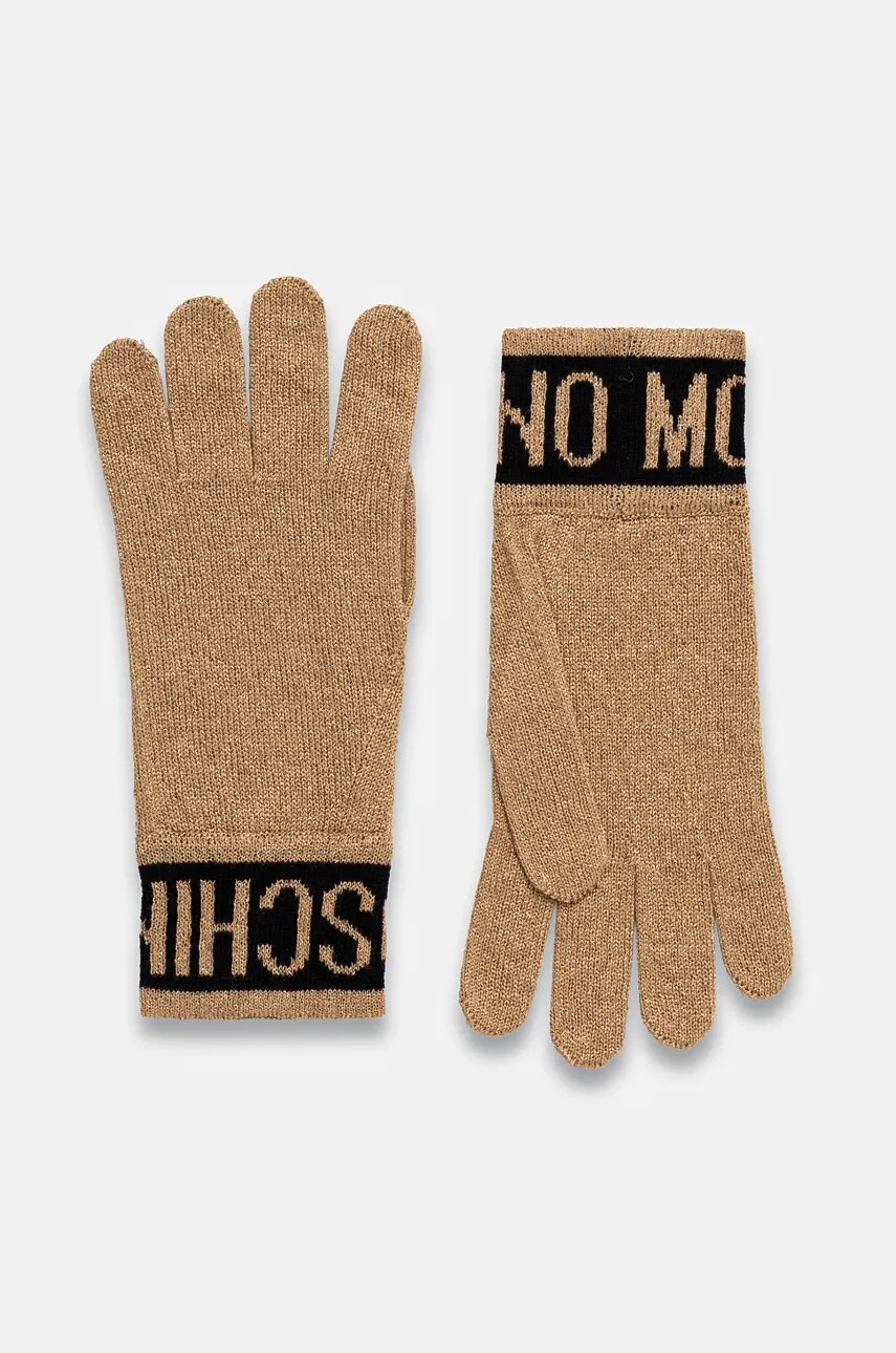 Rukavice s prímesou vlny Moschino zlatá farba, M3166 65422
