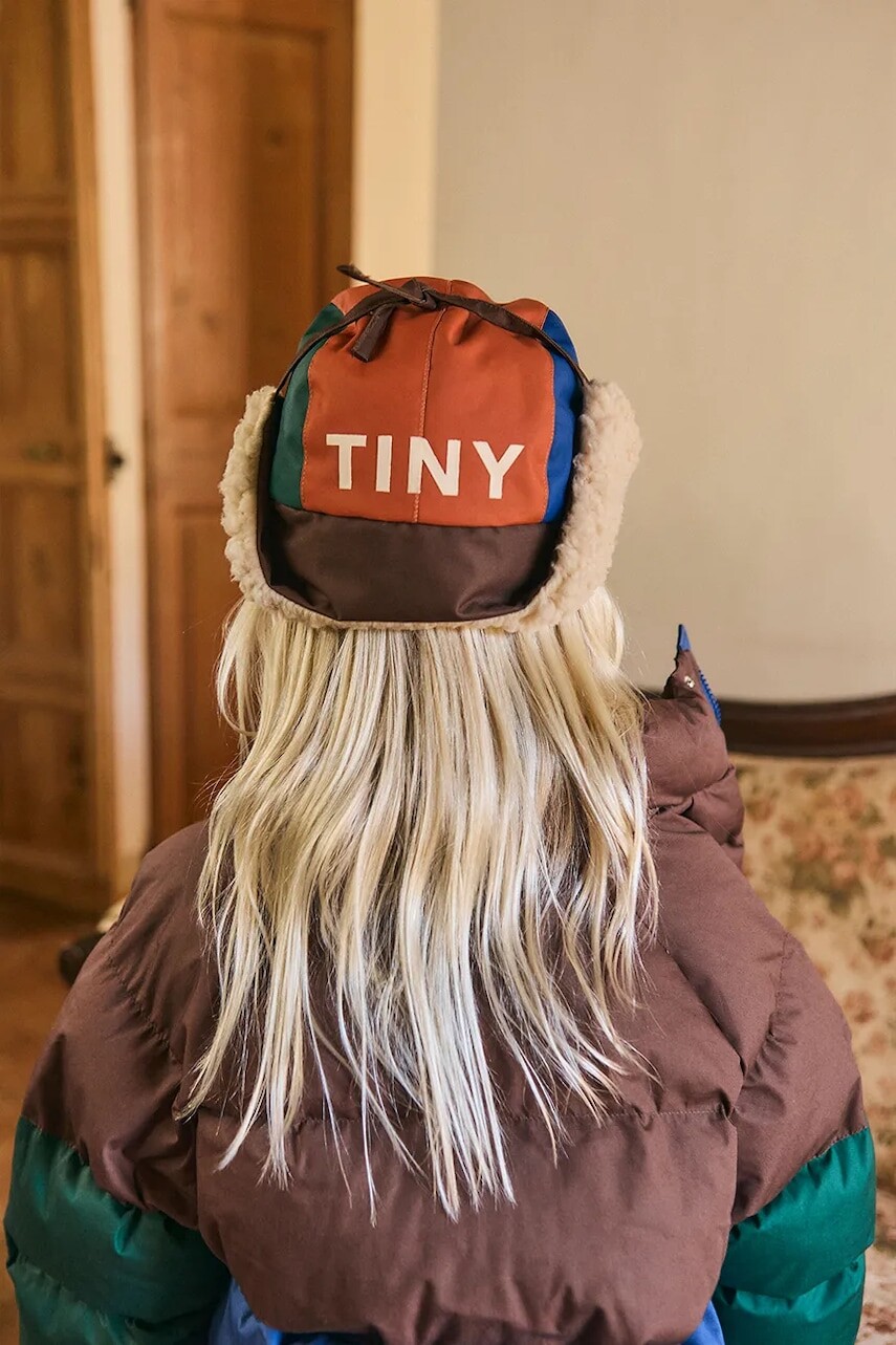 Detská čiapka Tinycottons COLOR BLOCK CHAPKA oranžová farba, AW25-085