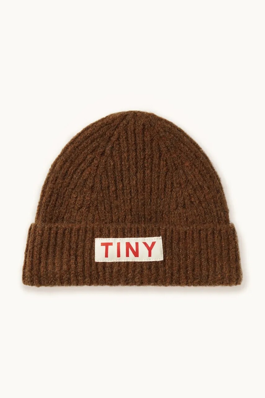 Detská čiapka Tinycottons SOLID BEANIE hnedá farba, AW25-125