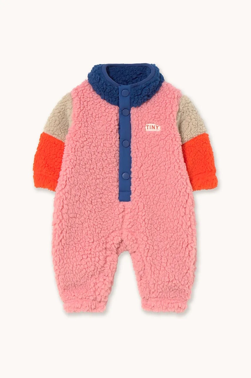 Overal pre bábätká Tinycottons COLOR BLOCK POLAR SHERPA ONE-PIECE tmavomodrá farba, AW25-361