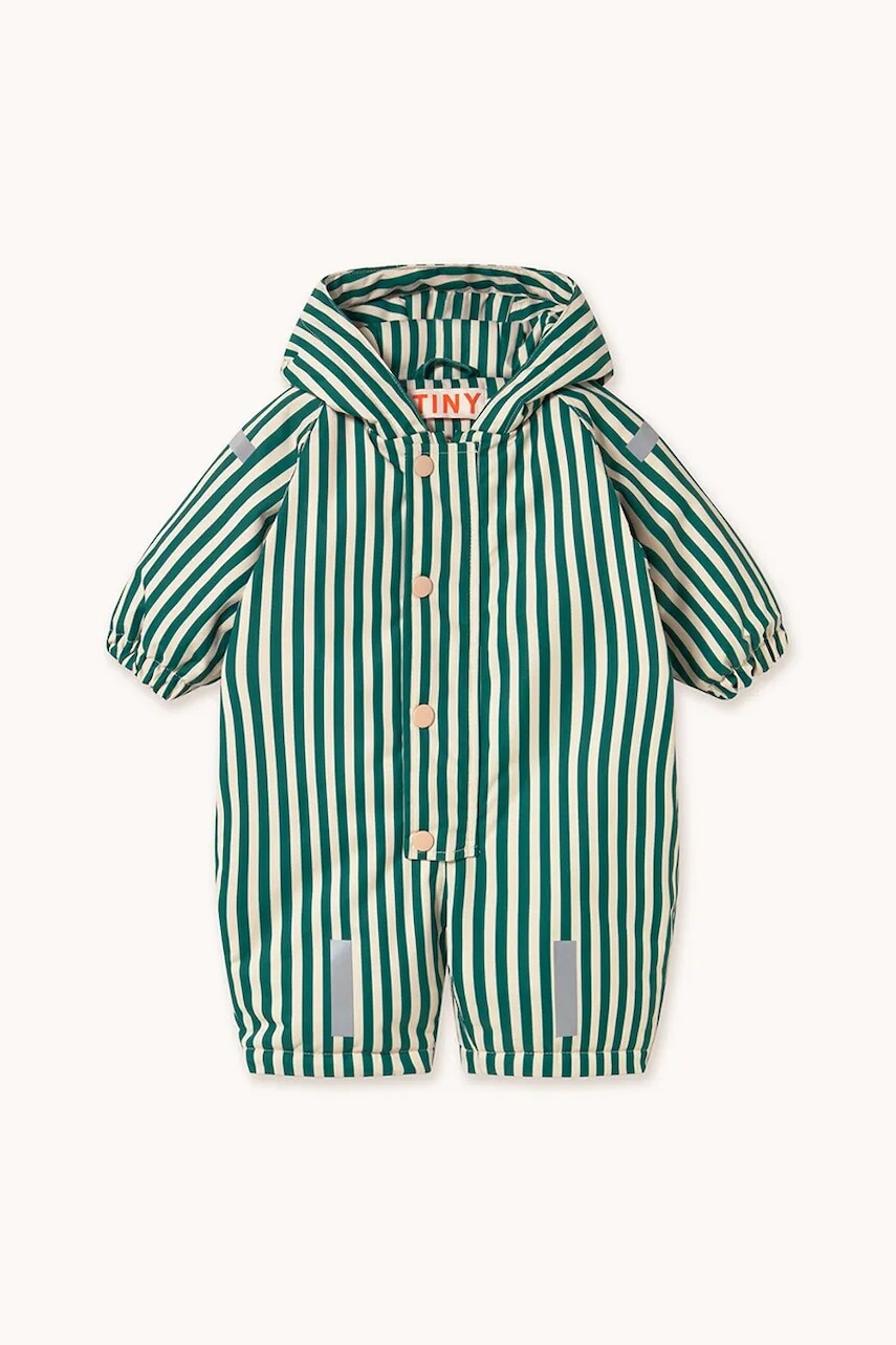Overal pre bábätká Tinycottons STRIPES SNOW ONE-PIECE zelená farba, AW25-054
