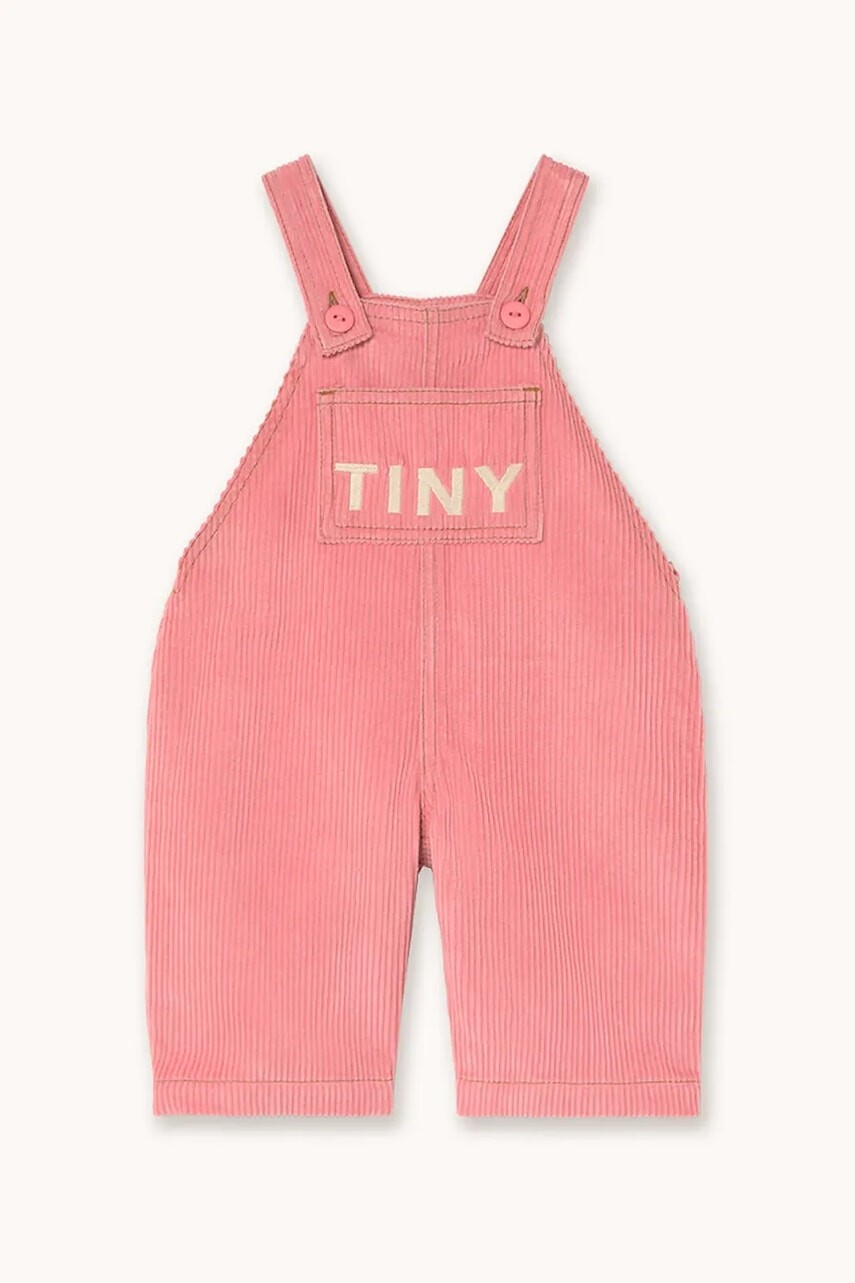 Detské nohavice na traky Tinycottons TINY POCKET DUNGAREE BABY ružová farba, jednofarebné, AW25-564