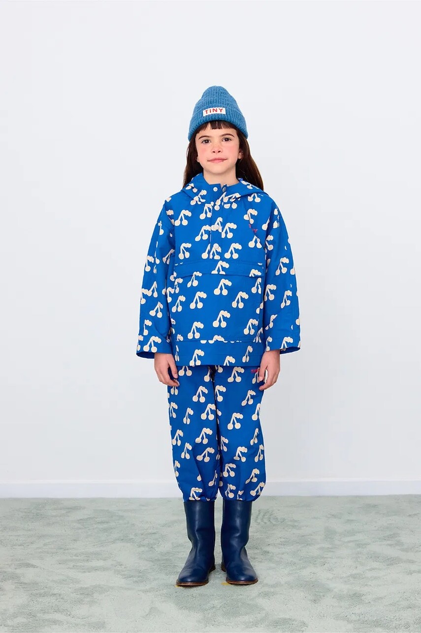 Detské tepláky Tinycottons CHERRIES WOVEN SWEATPANT modrá farba, vzorované, AW25-189
