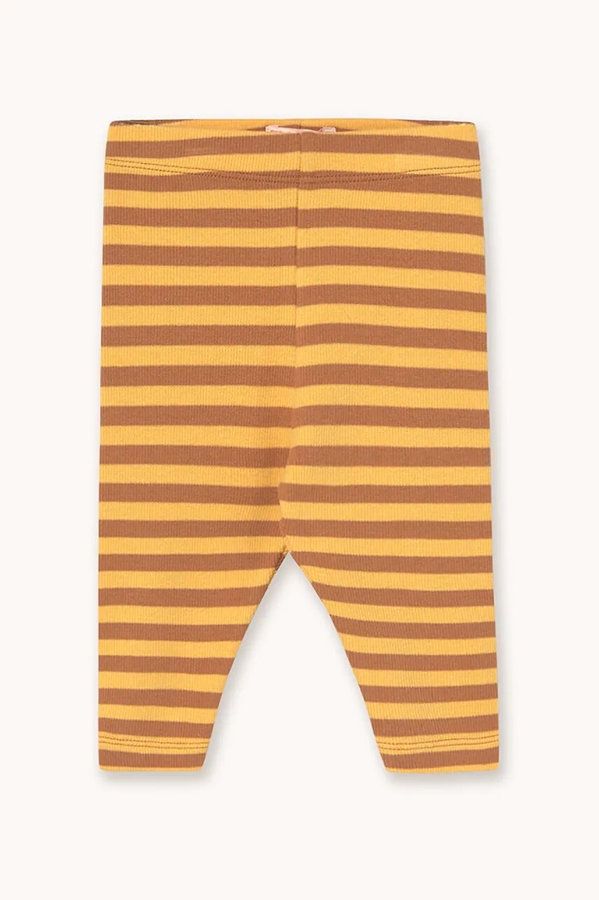 Legíny pre bábätká Tinycottons STRIPES RIB BABY PANT žltá farba, vzorované, AW25-255