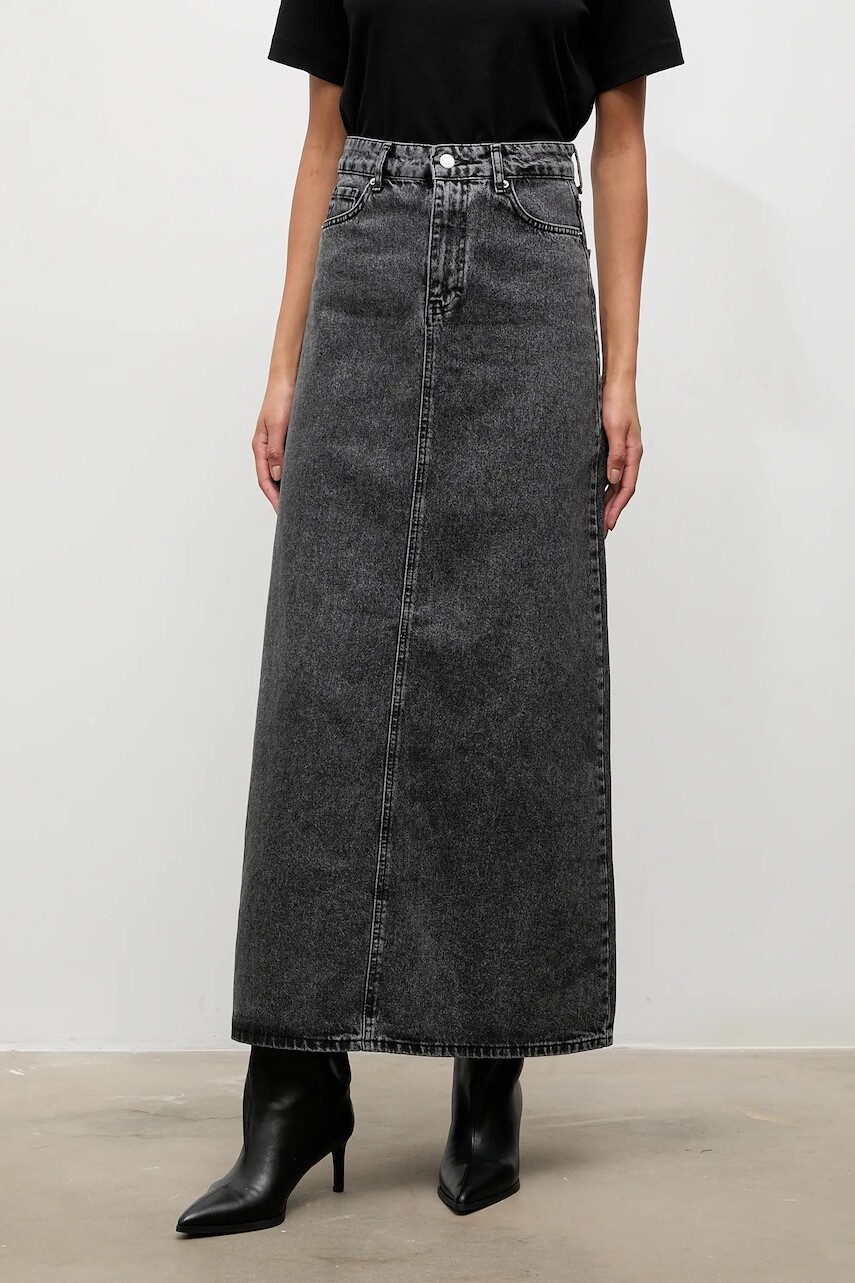 Rifľová sukňa Answear.LAB čierna farba, mini, áčkový strih