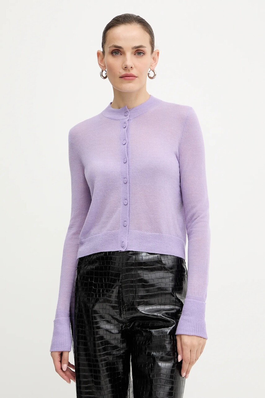 Vlnený kardigán MAX&Co. fialová farba, ľahký, 2526346033200