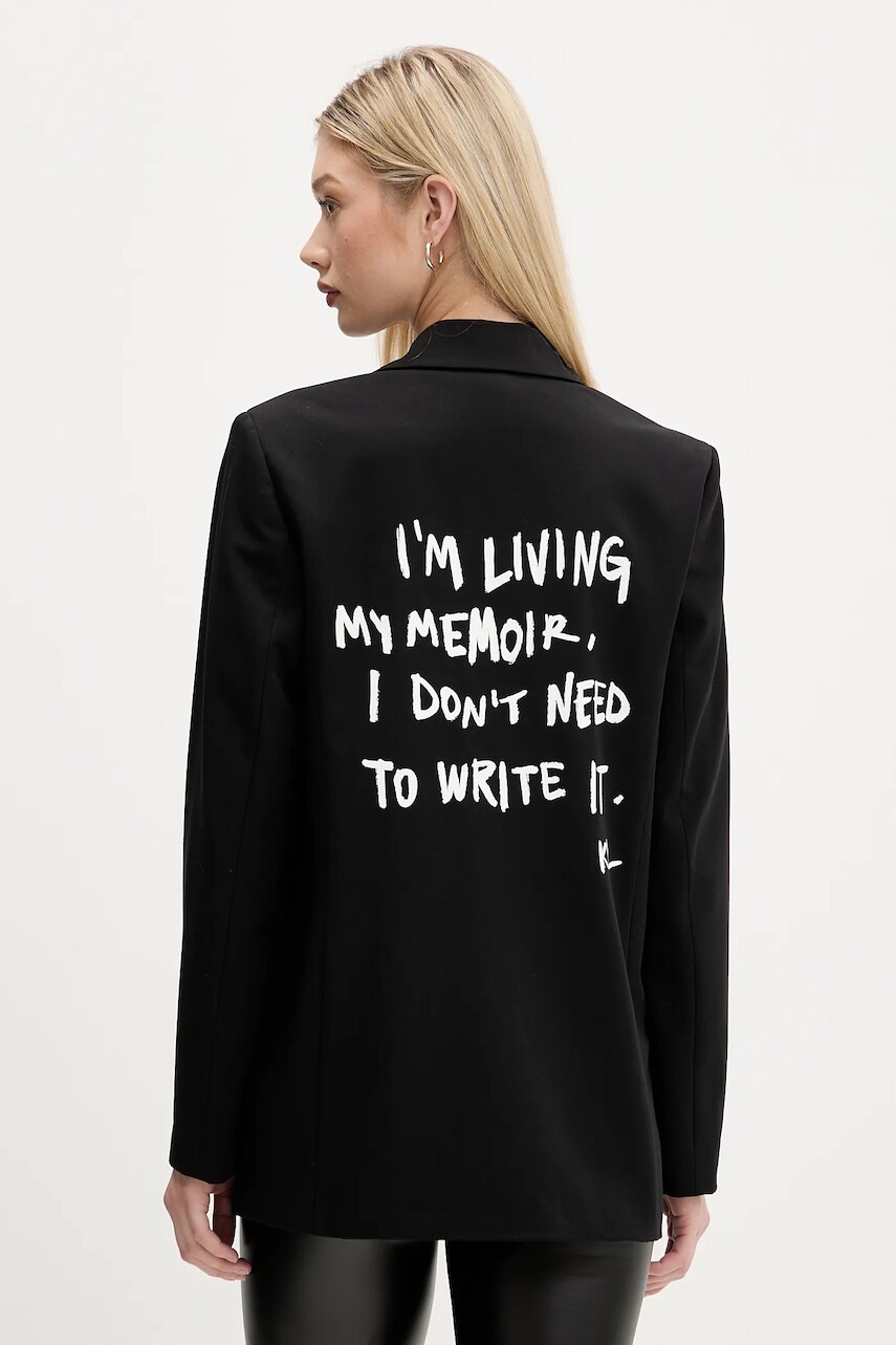 Sako Karl Lagerfeld Jeans čierna farba, jednoradové, s potlačou, A4W14022