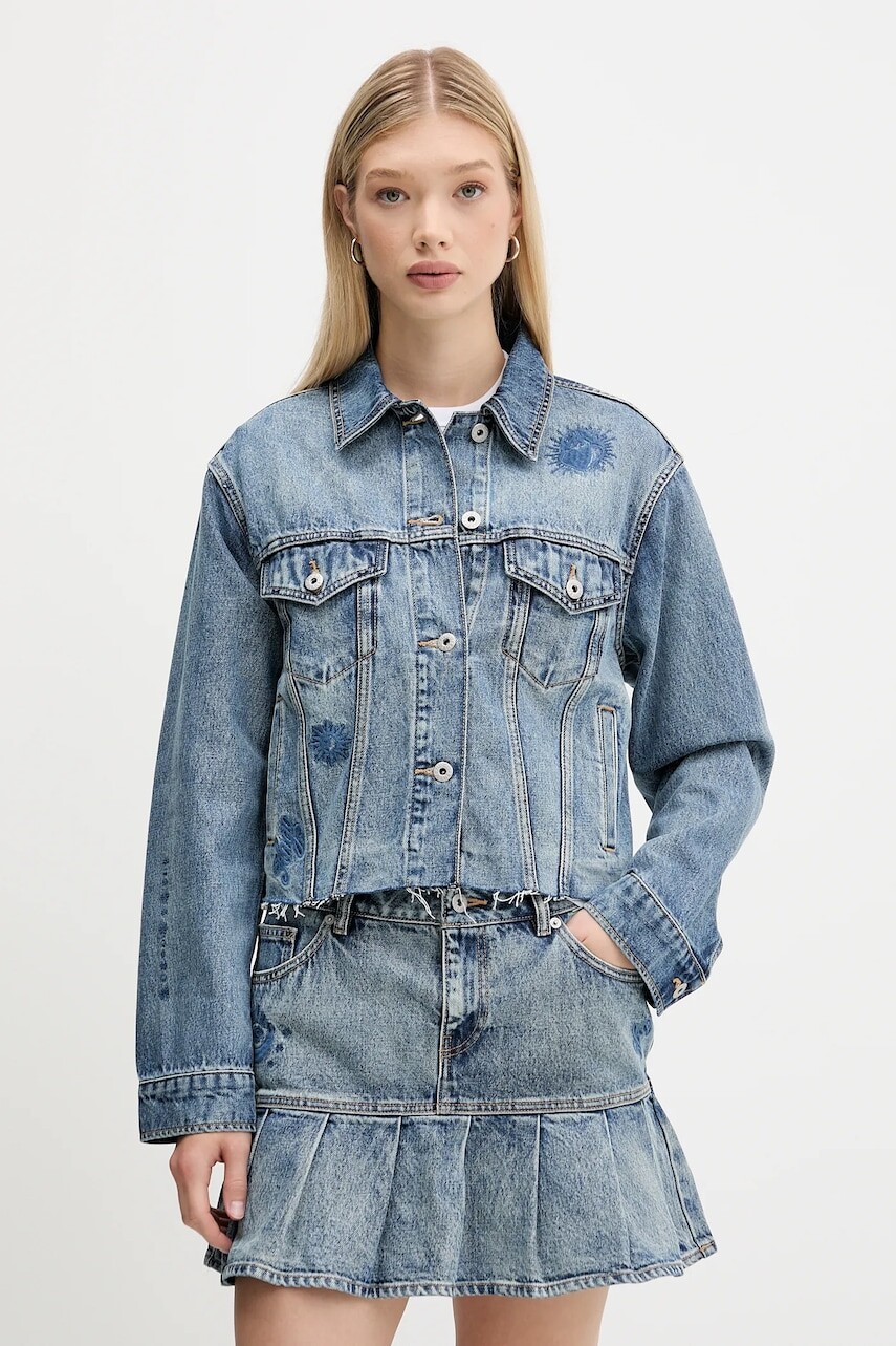 Rifľová bunda Hugo Blue modrá farba, prechodná, 50546316