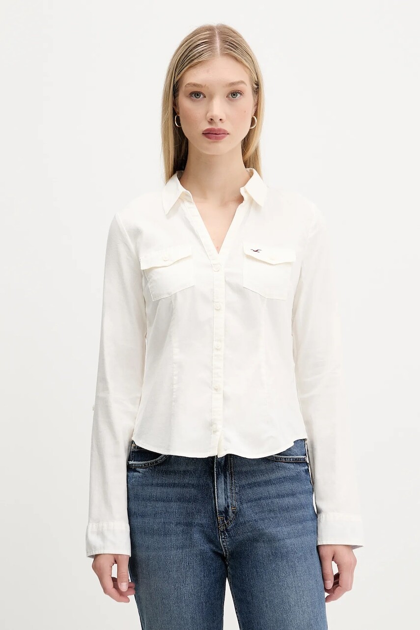 Košeľa Hollister Co. béžová farba, regular, s klasickým golierom, KI340-5425