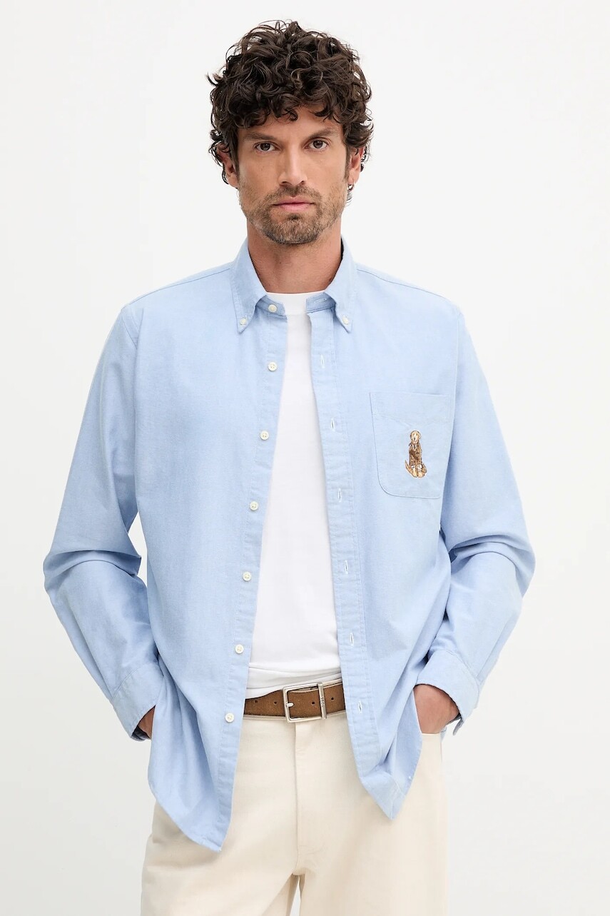 Bavlnená košeľa Polo Ralph Lauren modrá farba, regular, s golierom button-down, 710P00526