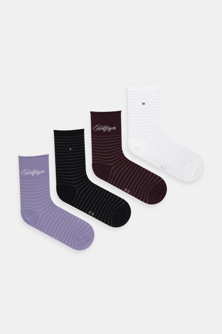 Ponožky Tommy Hilfiger 4-pak fialová farba, 701238218