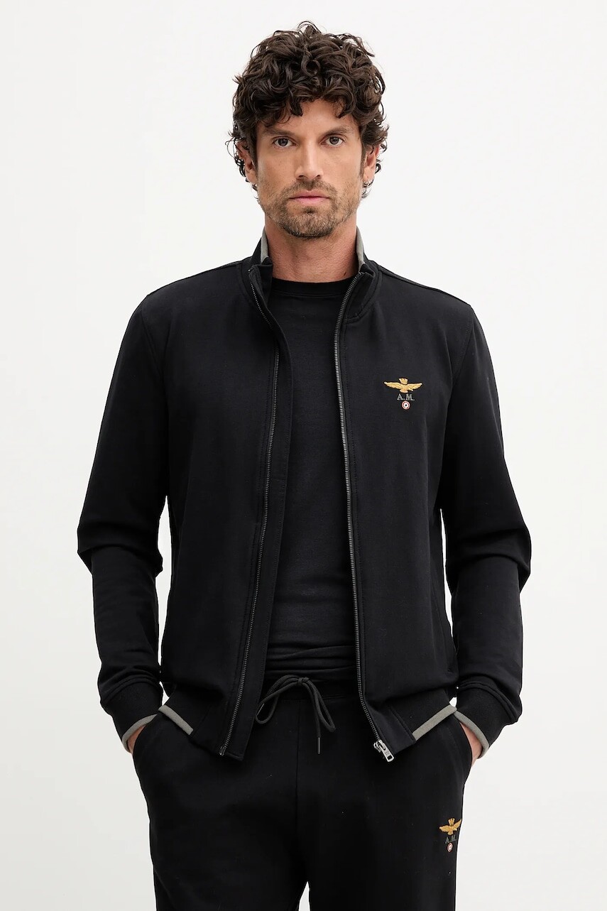 Mikina Aeronautica Militare čierna farba, s nášivkou, FE1956UF00459