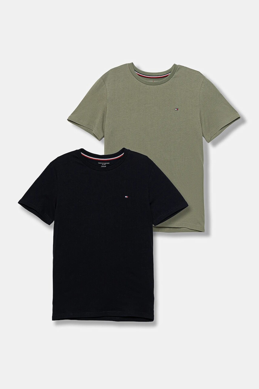 Detské bavlnené tričko Tommy Hilfiger zelená farba, jednofarebné, UB0UB00310