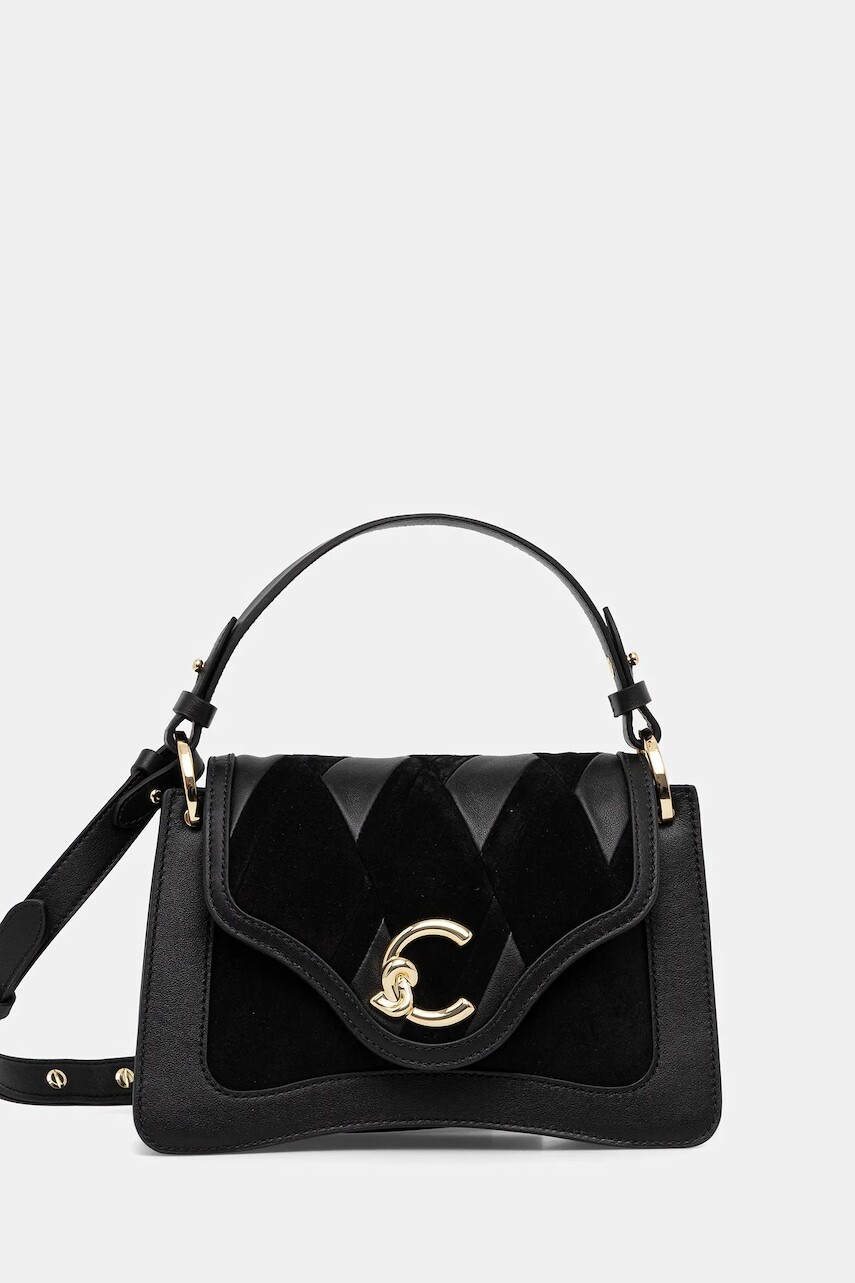 Kožená kabelka Coccinelle čierna farba, E1.T1S.18.02.01