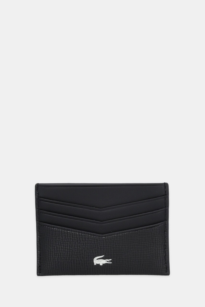 Kožené puzdro na karty Lacoste čierna farba, NH5056OI