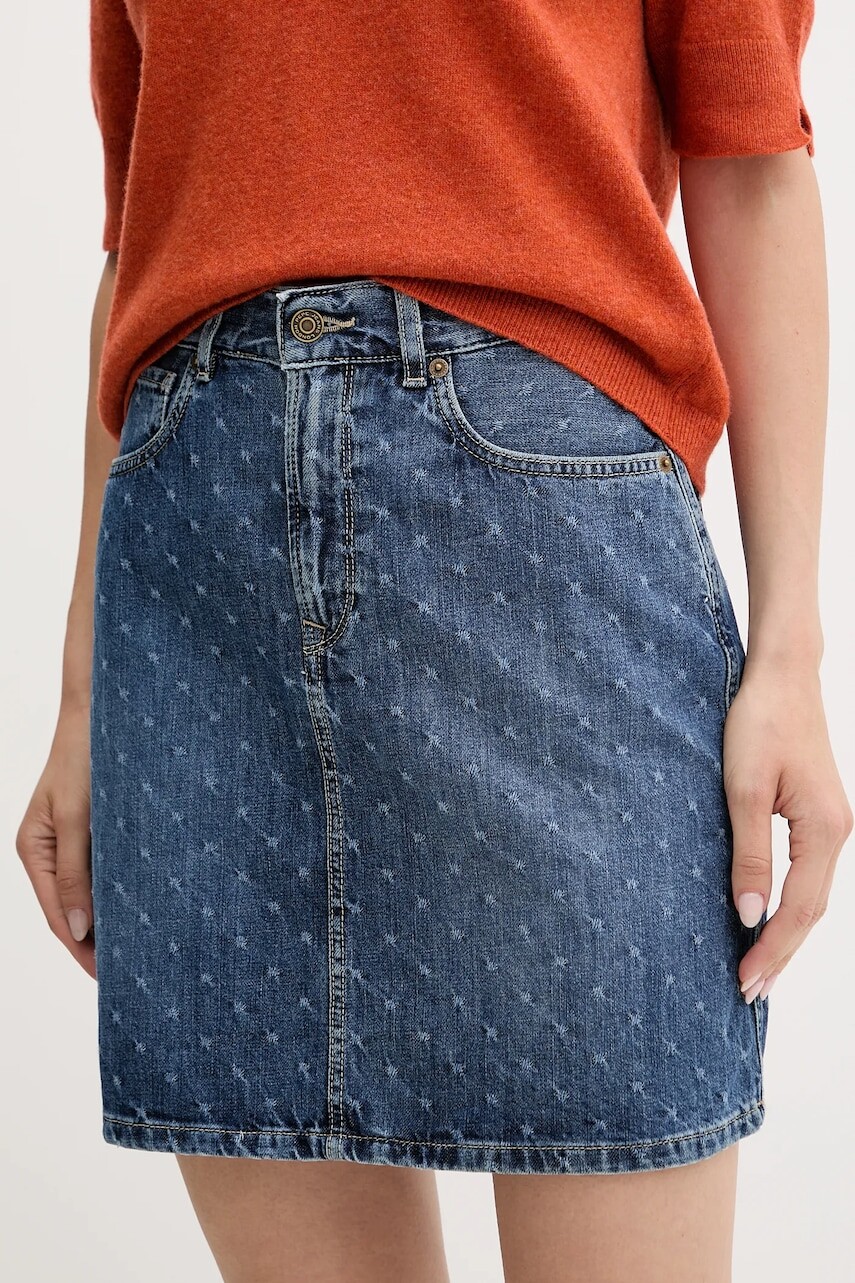 Rifľová sukňa Pepe Jeans modrá farba, mini, rovný strih, PL90112444F0