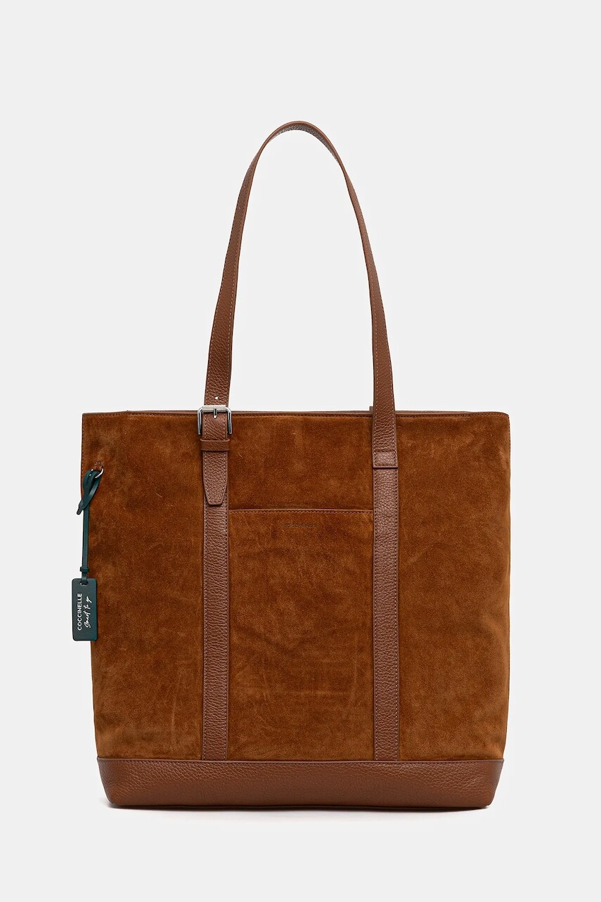 Kožená kabelka Coccinelle hnedá farba, E1.TN3.81.03.01