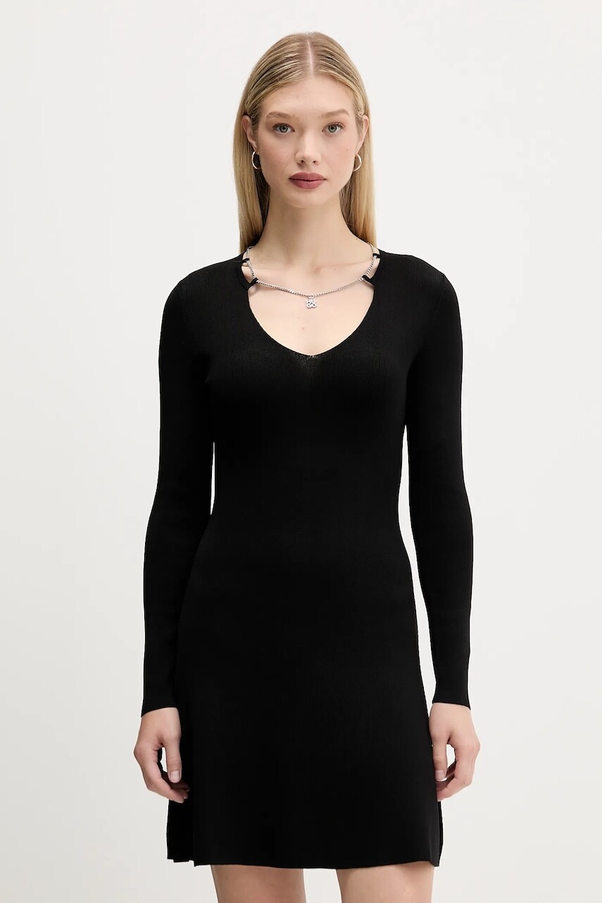 Šaty HUGO čierna farba, midi, priliehavé, 50548244