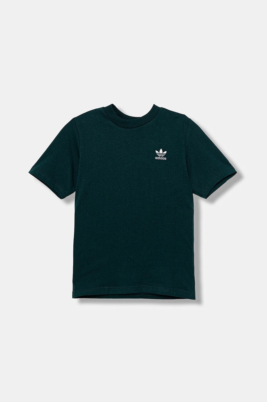 Detské bavlnené tričko adidas Originals zelená farba, jednofarebné, JY4987