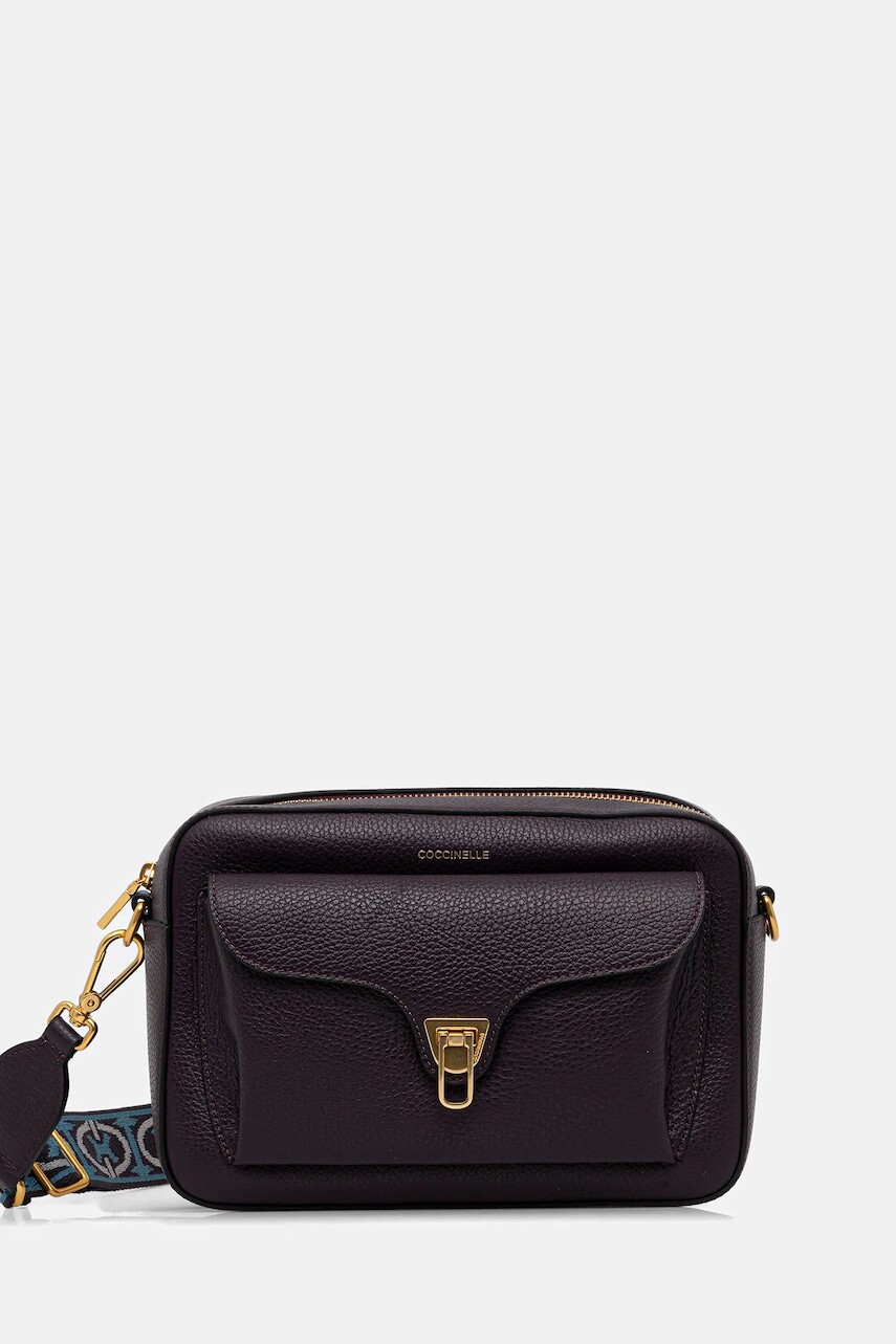 Kožená kabelka Coccinelle BEAT fialová farba, E1.NOF.15.06.01