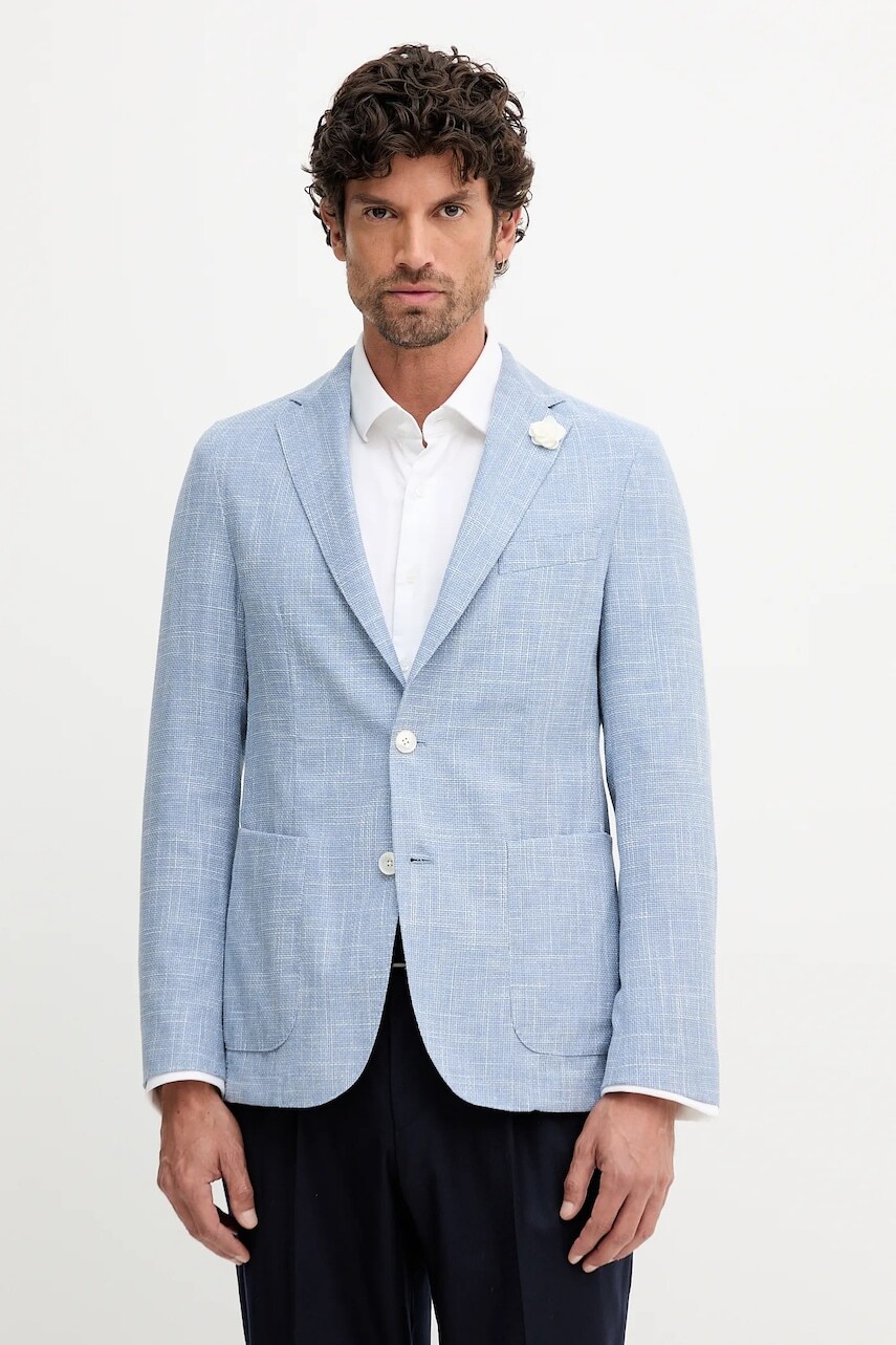 Vlnené sako BOSS modrá farba, 50540742