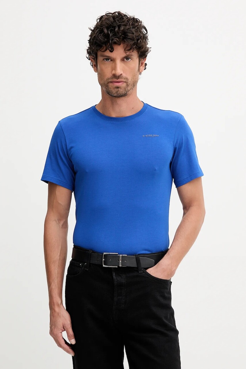 Tričko G-Star pánske, modrá farba, jednofarebné, D19070-C723